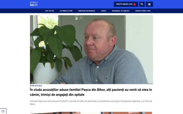 Skärmbild av stirileprotv.ro