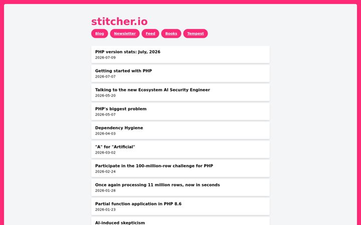 Screenshot of stitcher.io