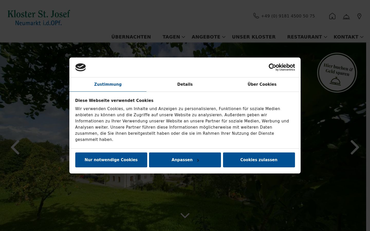 Screenshot del banner di consenso mostrato prima di qualsiasi interazione