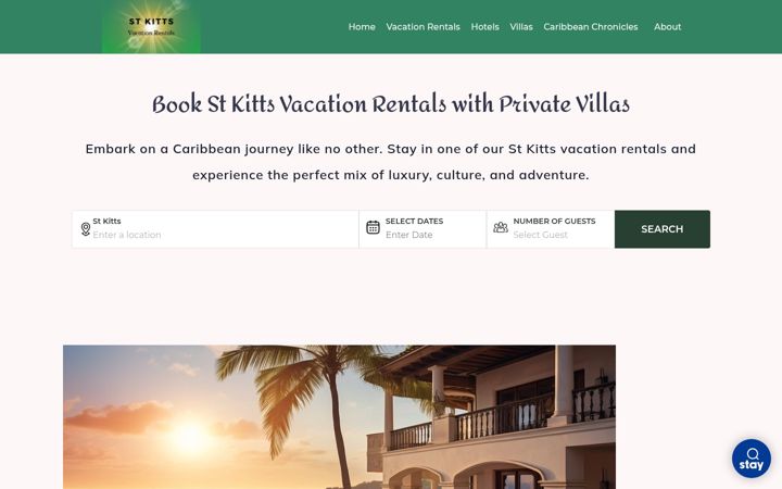 Screenshot of stkittsvacationrentals.com