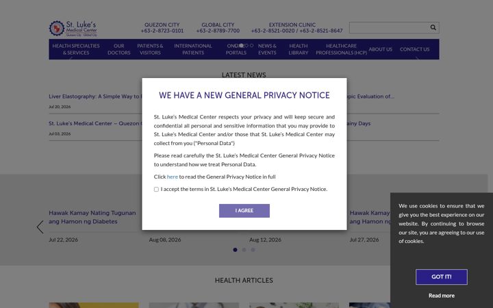 Screenshot of stlukes.com.ph