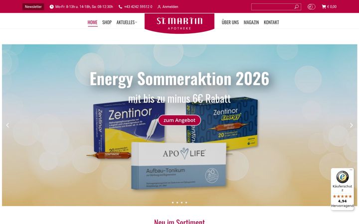 Screenshot van stmartin-apotheke.at