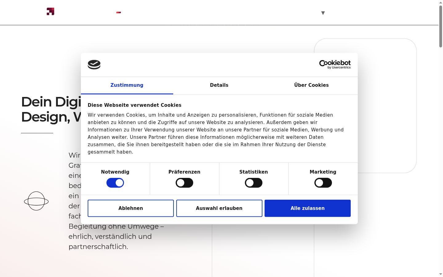 Captură de ecran a bannerului de consimțământ afișat înainte de orice interacțiune