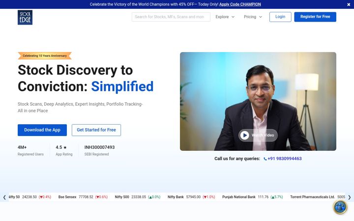 Screenshot of stockedge.com