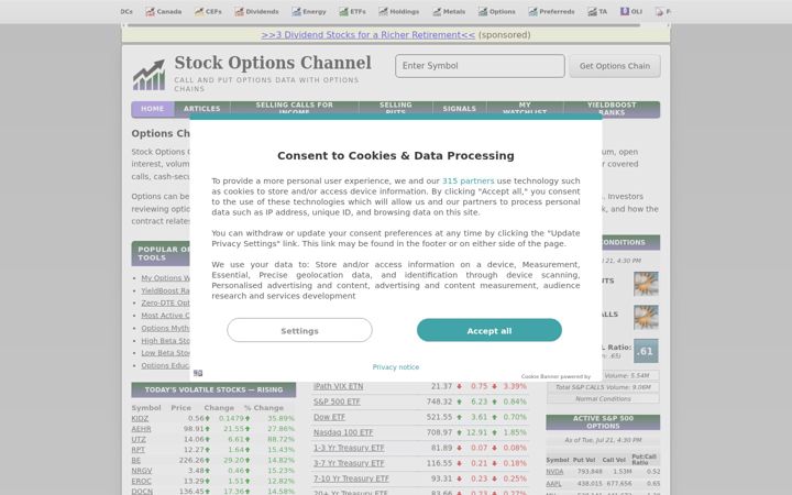 Capture d'écran de stockoptionschannel.com