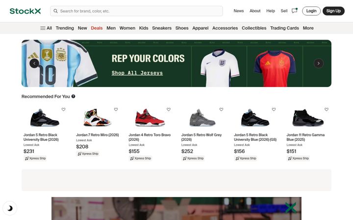 Skærmbillede af stockx.com