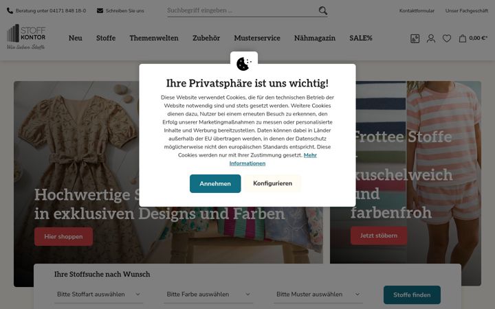 Screenshot of stoffkontor.eu