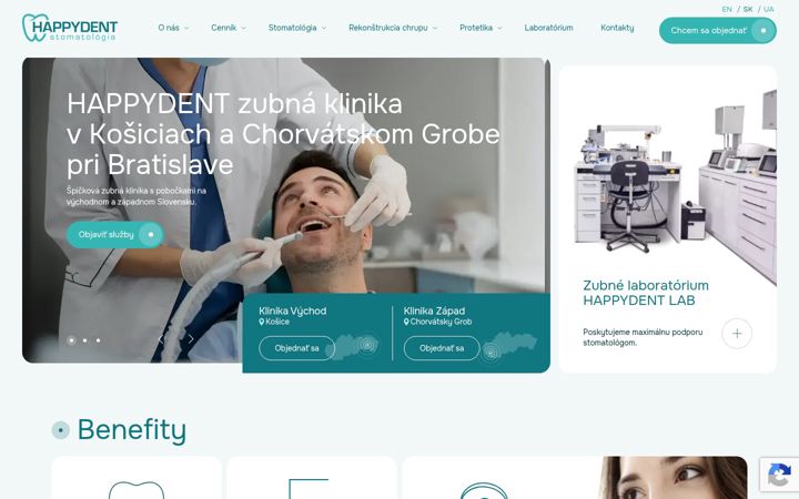 Screenshot stránky stomatologiahappydent.sk