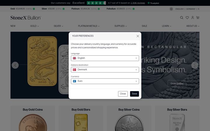 Screenshot von stonexbullion.com