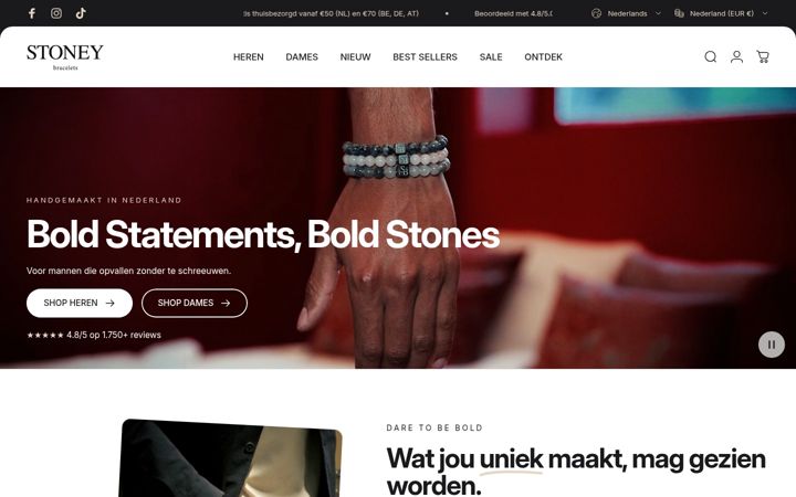 Screenshot του stoneybracelets.nl