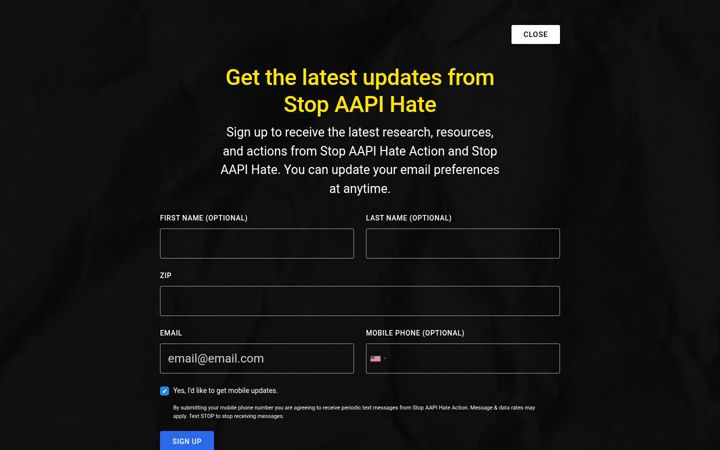Screenshot of stopaapihate.org