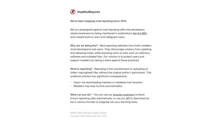Screenshot of stopmodreposts.org