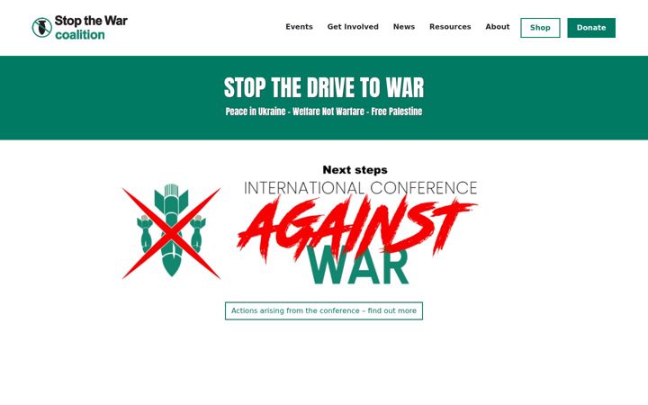 Screenshot of stopwar.org.uk