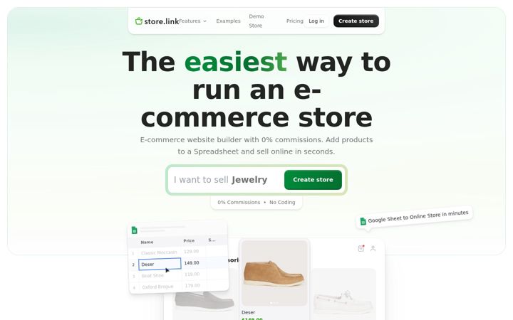 Screenshot of store.link