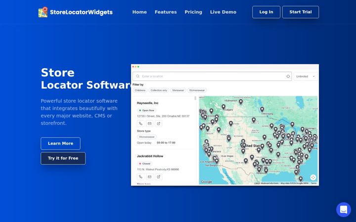 Screenshot of storelocatorwidgets.com