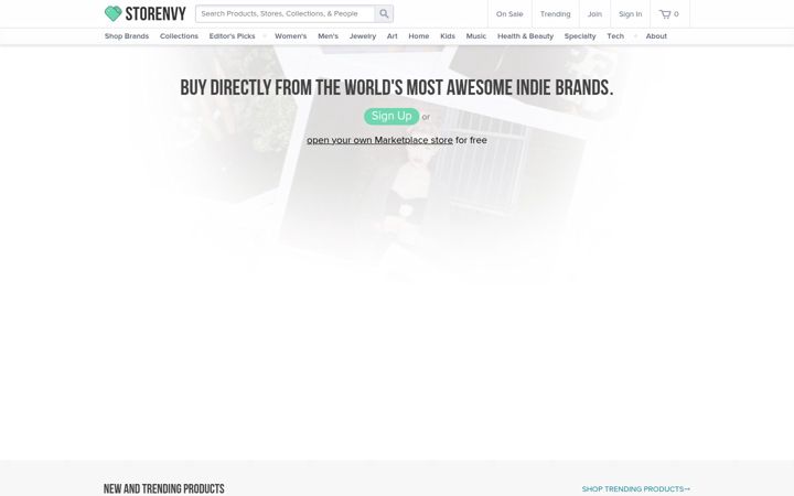 Screenshot van storenvy.com