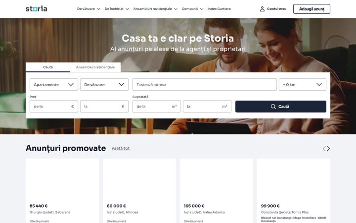 Screenshot of storia.ro
