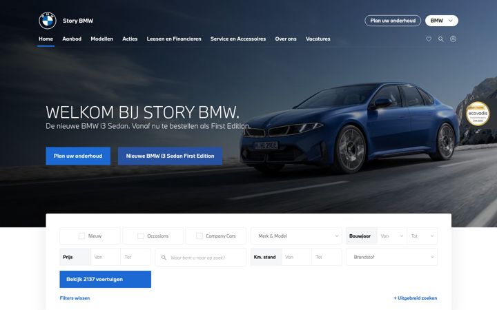 Kuvakaappaus sivustosta storybmw.nl