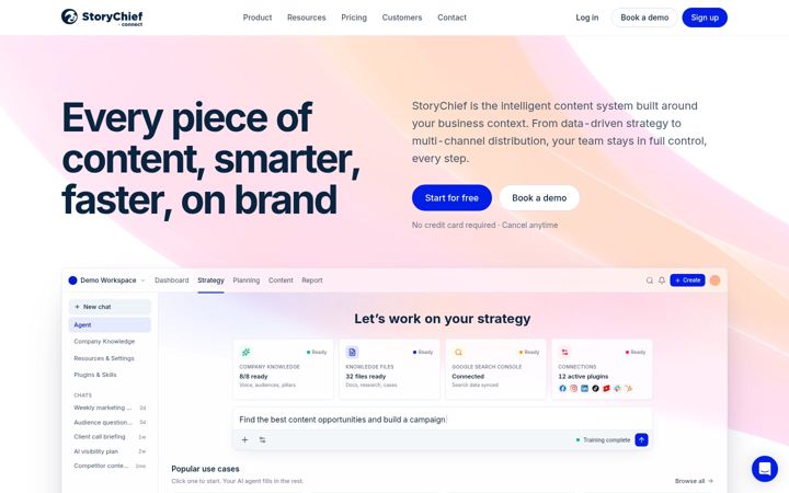 Screenshot of storychief.io