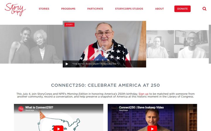 Screenshot of storycorps.org