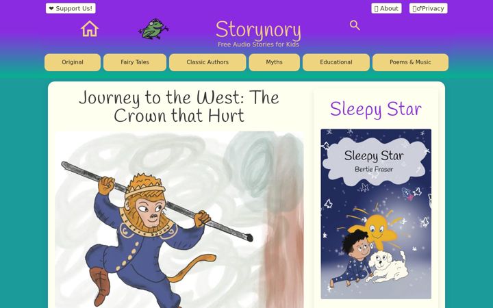 Screenshot of storynory.com