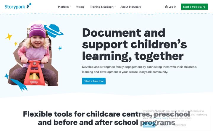 Screenshot of storypark.com