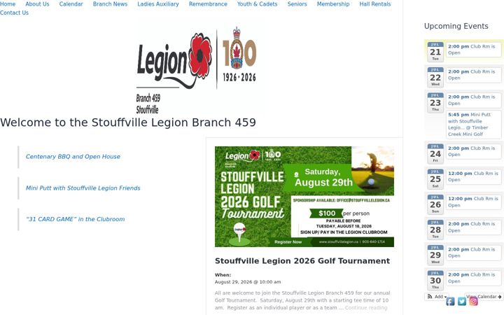 Ekrānuzņēmums no stouffvillelegion.ca