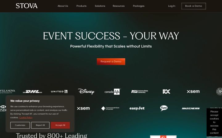Екранна снимка на stova.io