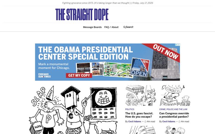 Zrzut ekranu straightdope.com
