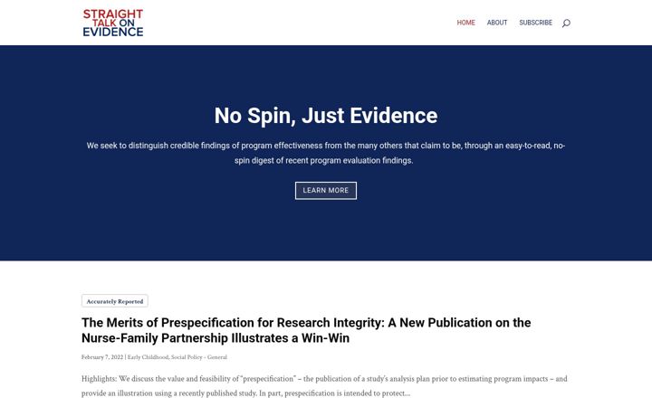 Screenshot of straighttalkonevidence.org