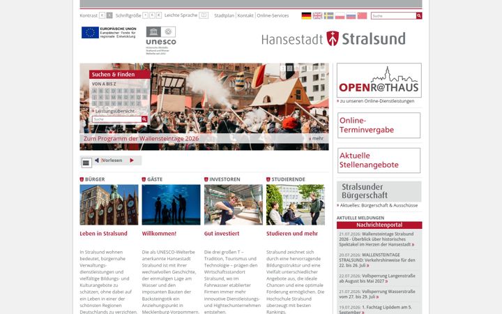 Screenshot of stralsund.de