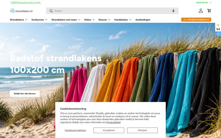 Skjermbilde av strandlaken.nl