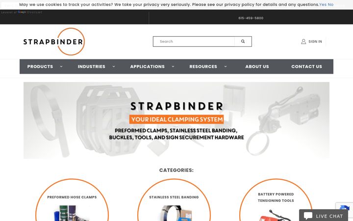 Screenshot stránky strapbinder.com