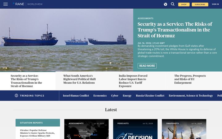 Ekrānuzņēmums no stratfor.com
