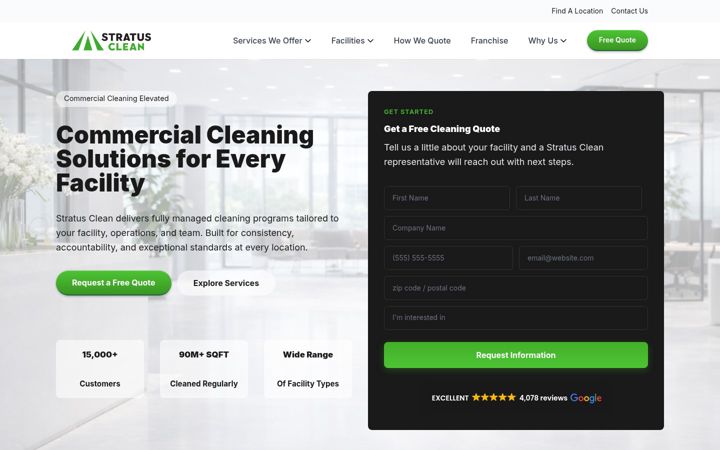 Ekrano kopija stratusclean.com