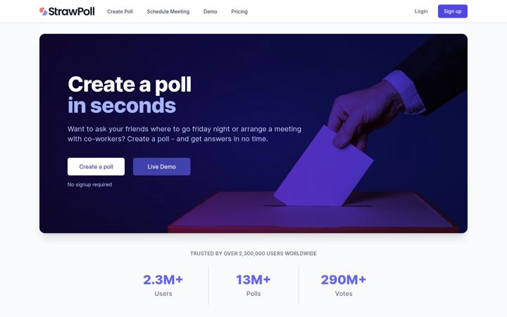 Captura de ecrã de strawpoll.com