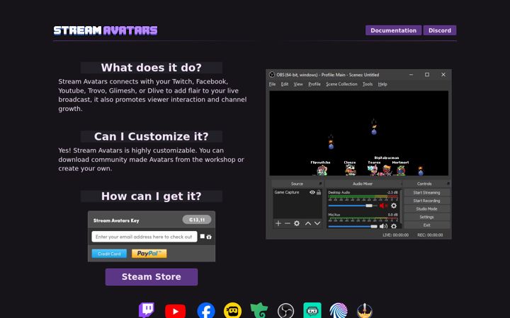 Ekraanipilt saidist streamavatars.com
