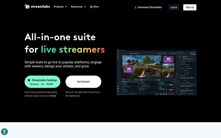 Screenshot di streamlabs.com