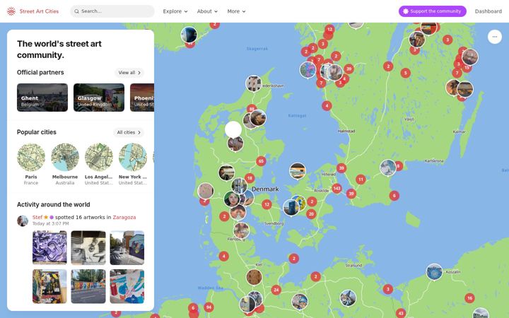 Screenshot of streetartcities.com