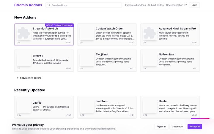 Screenshot of stremio-addons.net
