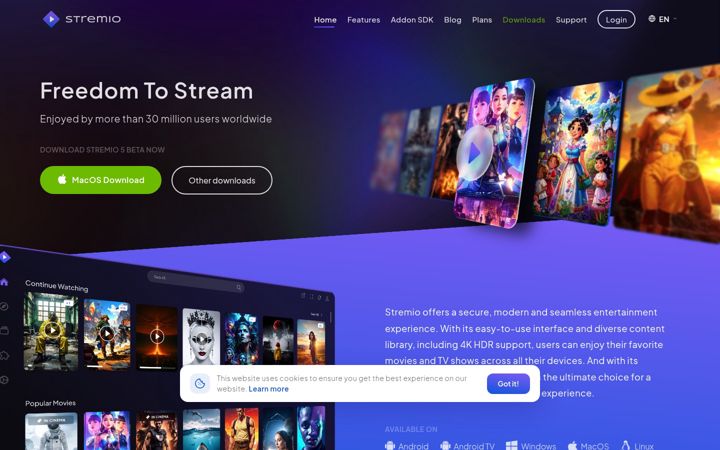 Screenshot of stremio.net