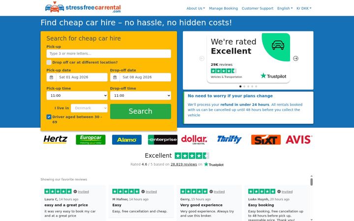 Screenshot of stressfreecarrental.com