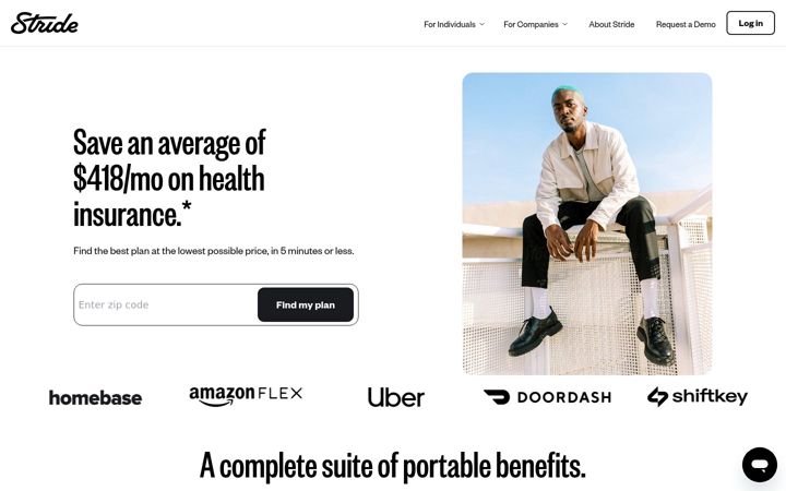 Skärmbild av stridehealth.com