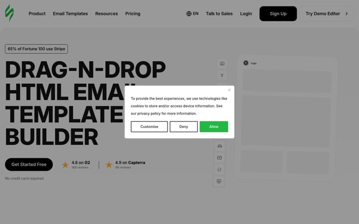 Screenshot of stripo.email