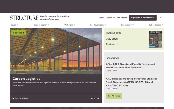 Skärmbild av structuremag.org