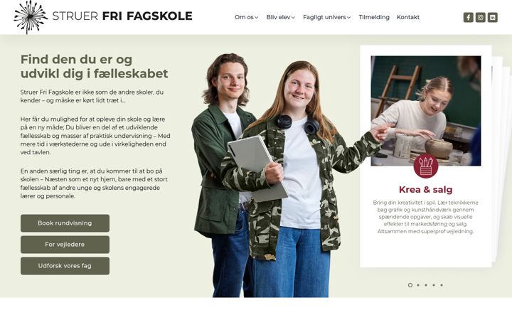 Captură de ecran a struerfrifagskole.dk