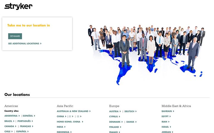Captura de ecrã de stryker.com
