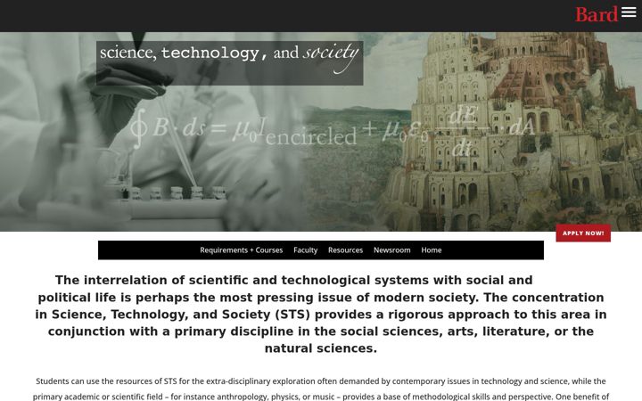 Screenshot of sts.bard.edu