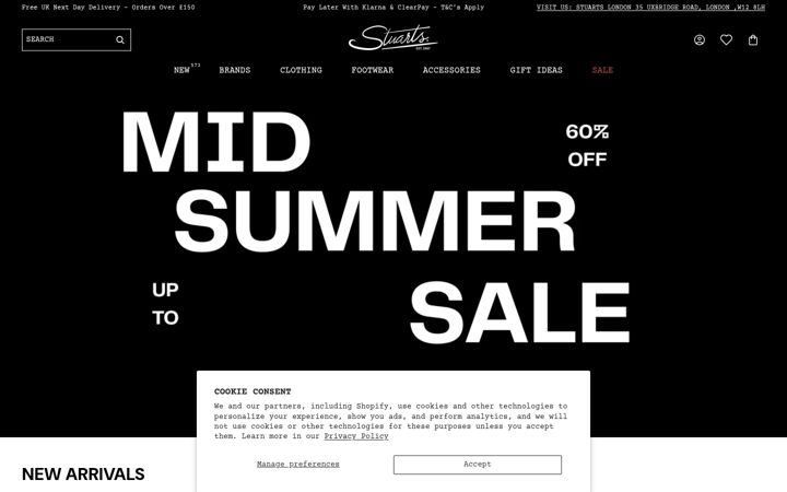 Screenshot of stuartslondon.com