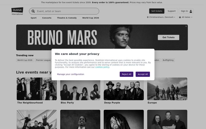 Screenshot of stubhub.ie